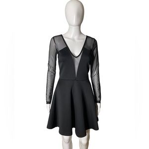 Topshop Black Mesh Bodice Skater Dress Size 4